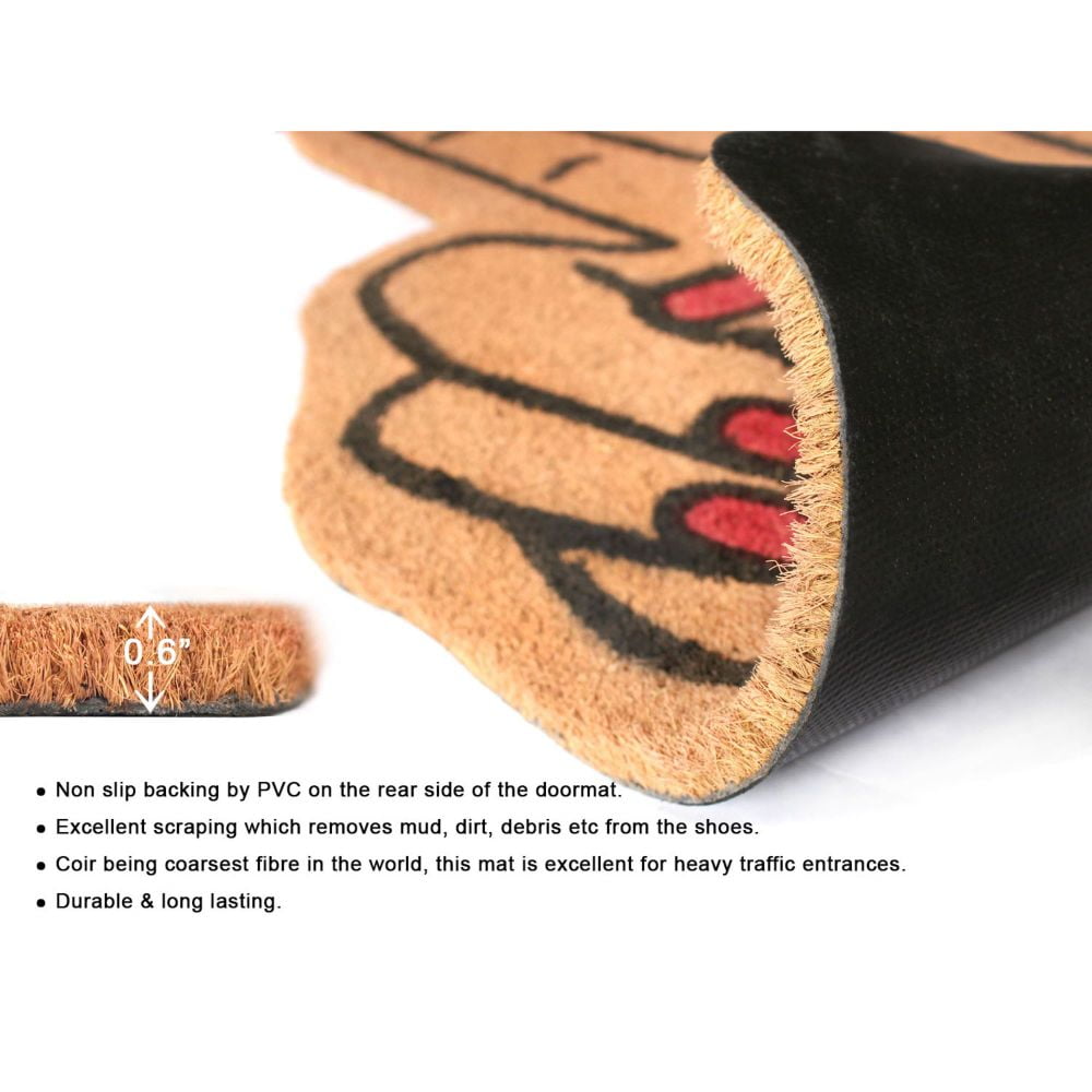 RugSmith Machine Tufted Peace Sign Indoor and Outdoor Coir Doormat, 18" x 30"
