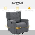thumbnail image 4 of HOMCOM Wingback swivel recliner chair glider rocking chair for Nursery with Button Tufted, Padded Single Home Theater Seater for Living Room Bedroom, Grey, 4 of 8