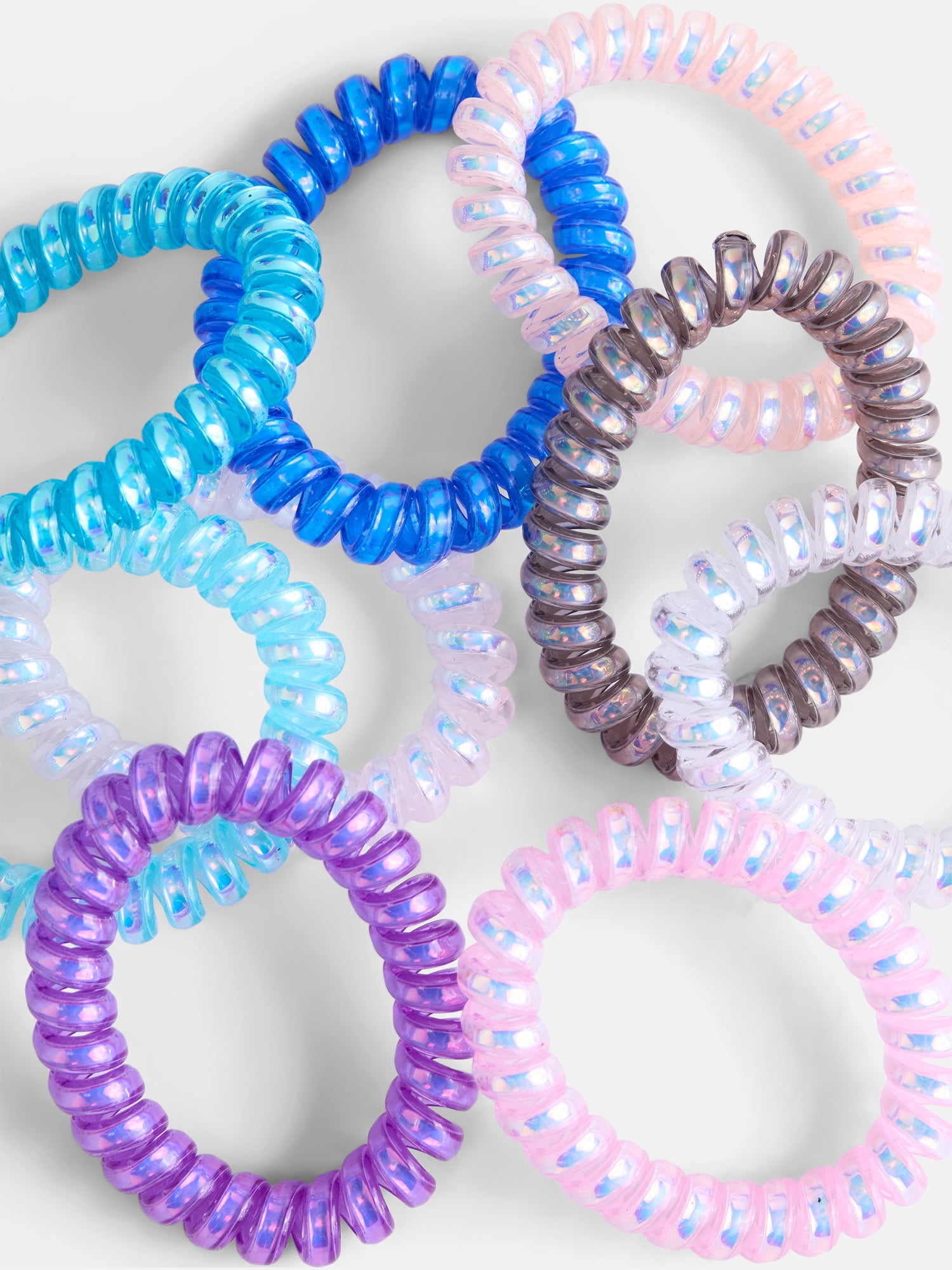 Wonder Nation Girls Coil Hair Tie Set, 10-Piece, Multi