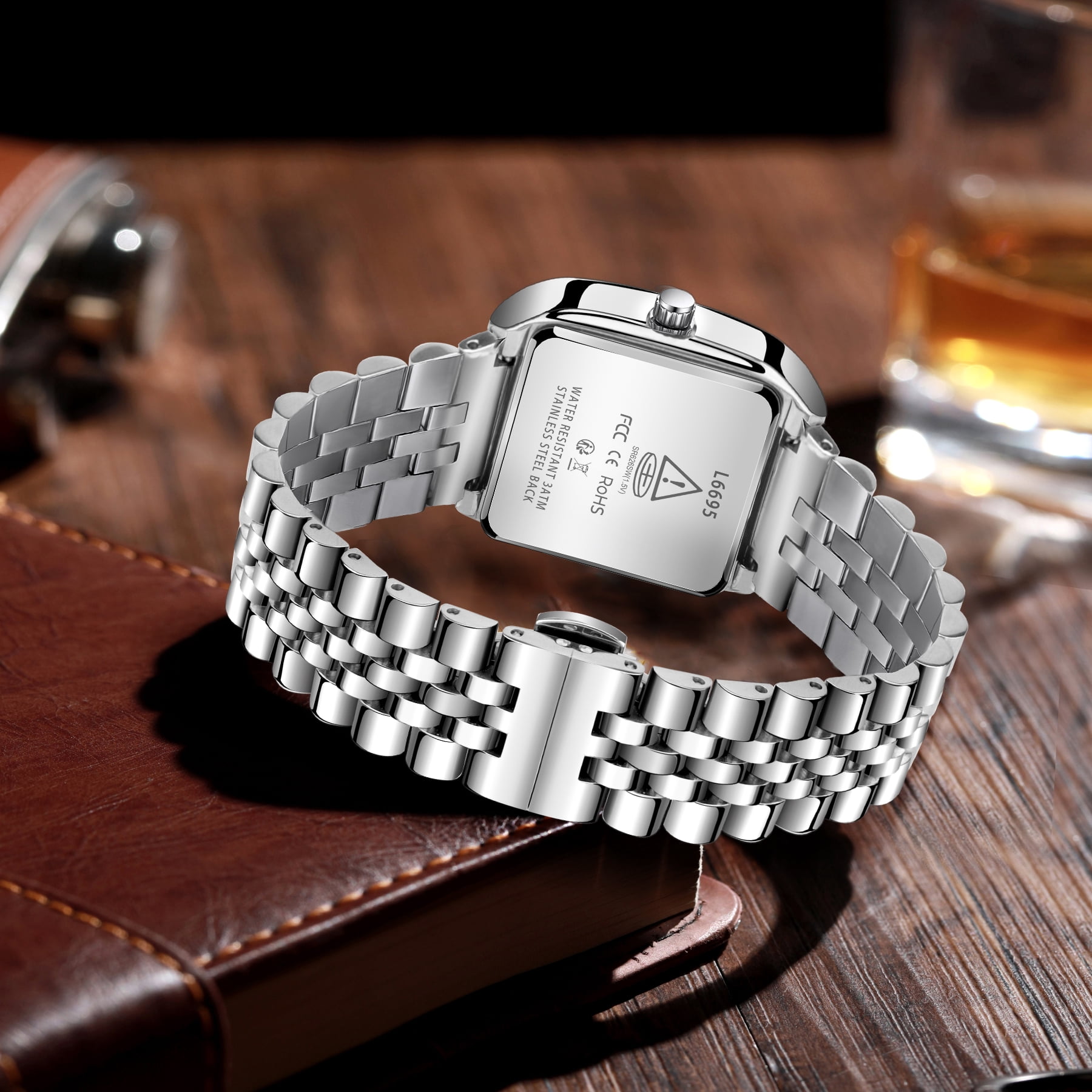 Watch for Men Luxury Casual Man Watches Waterproof Quartz Watch with Stainless Steel Strap,Rectangular Dial, Luminous Hands Birthday Gift for Men