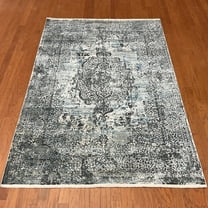 Turkish Modern Erased Design Wool & Silk Rug - 5'3 x 7'7