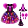 thumbnail image 4 of 2026 G`irls Halloween LED Light Up Witch Tutu Dress Set, 5 Piece Outfit with Hat Broom Collar for Holiday Party 3-16 Years, 4 of 4