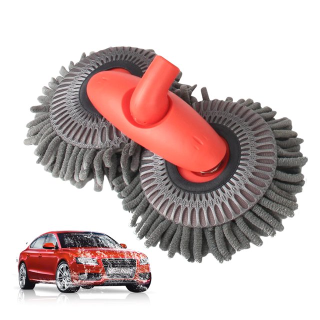 Trapeador Telescópico para Lavado Coches Cabezal Cepillo Doble Extensible Rotación 360