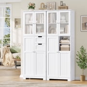 Homfa 67 Tall Bathroom Cabinet, White Linen Cabinet with Doors and Removable Drawers, Kitchen Cupboard