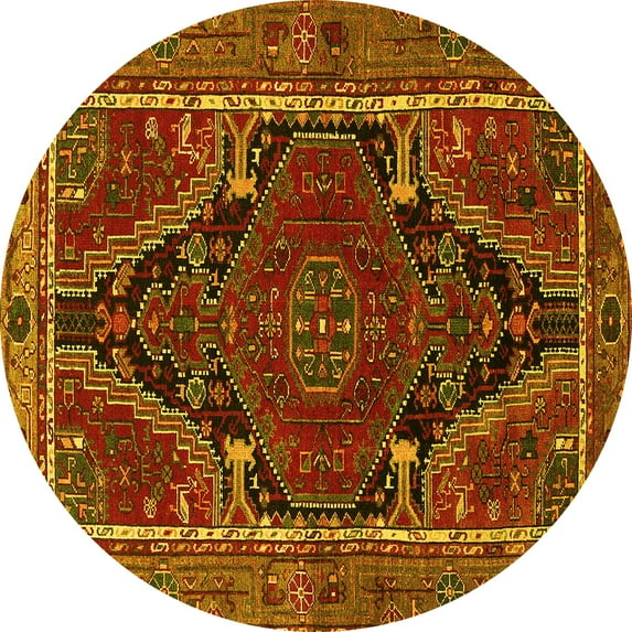 Ahgly Company Indoor Round Persian Yellow Traditional Area Rugs, 8' Round
