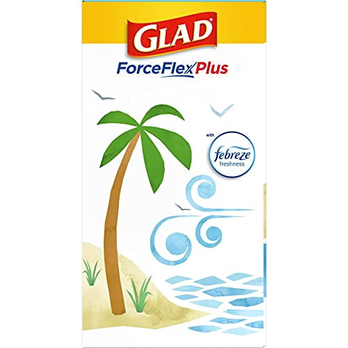 Glad ForceFlexPlus Tall Kitchen Trash Bags, 13 Gallon, 40 Bags (Beachside Breeze Scent, Febreze Freshness)