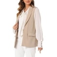 thumbnail image 4 of INSPIRE CHIC Women's Sleeveless Shawl Collar Open Front Work Office Suit Vest Jacket M Khaki, 4 of 6