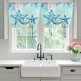 thumbnail image 4 of Coastal Starfish Blue Tie Up Curtains 45 Inches Long, Kitchen Window Curtains Over Sink, Summer Beach Nautical Coral Small Window Curtains Shade Balloon Curtains Valances for Bedroom/Cafe 34"x45", 4 of 8