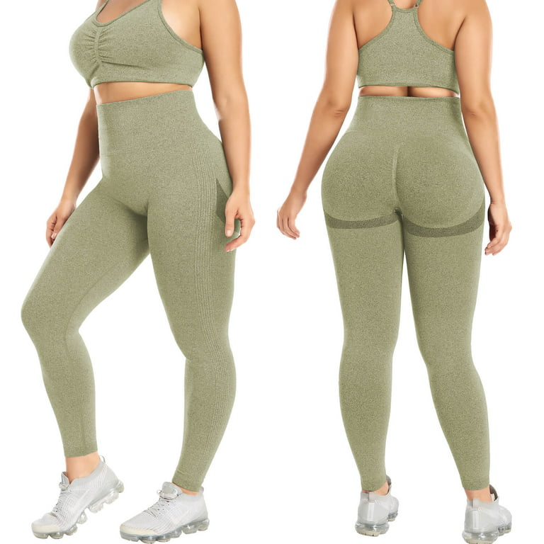 WEANT Crz Yoga Leggings, Workout Leggings for Women Seamless Scrunch Tights  Tummy Control Gym Fitness Girl Sport Active Yoga Pants (Army Green