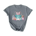 thumbnail image 6 of Aobny Cute Women's Leisure T-Shirts Easter Gray Rabbits Clothes Short Sleeve Bunnies Crew Neck Adults Blouses, 6 of 6