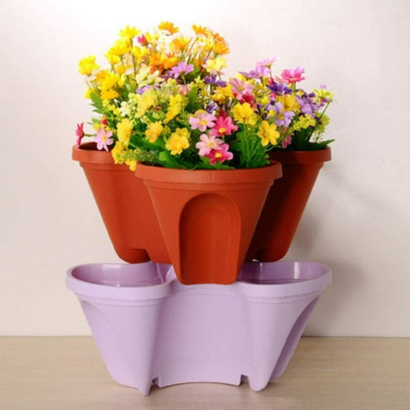Strawberry Basin Plastic Planter Superimposed 3D Flower Pot Multi Layer Strawberry Basin Plastic Planter