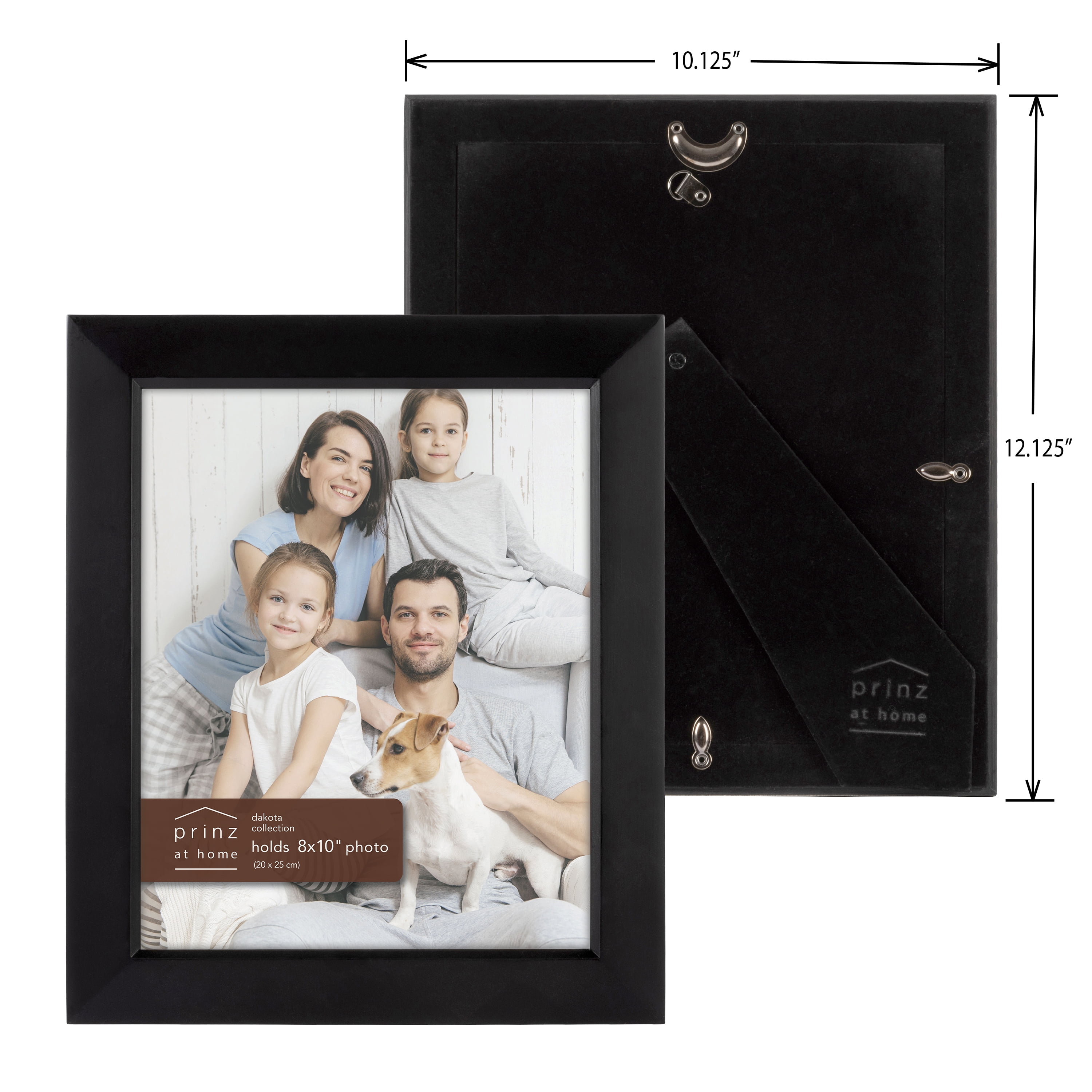 Prinz Dakota Wood Tabletop Picture Frame, 8”x10” Photos, Black, 2 Pack