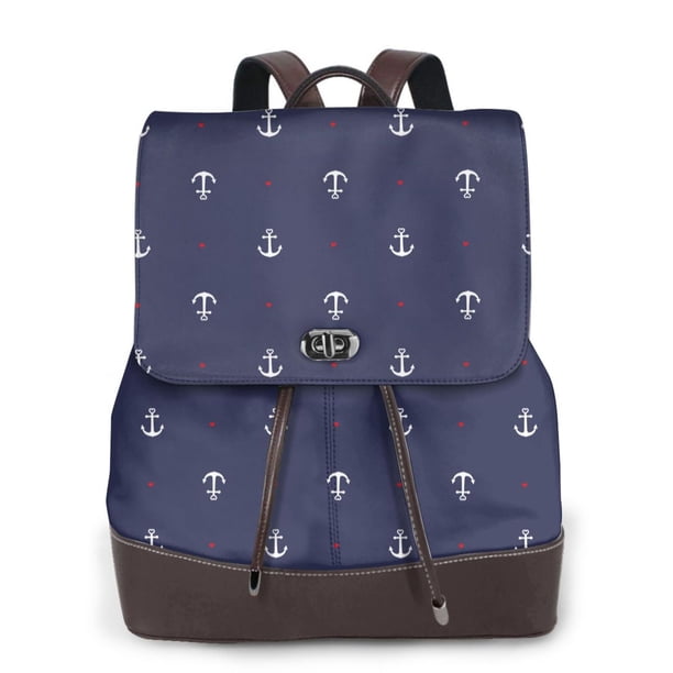 Fotbe Anchors Heart Blue Mochila Bolso con Estampado para Mujer, Mochila Antirrobo de Nylon Impermeable, Bolsa Ligera de Hombro