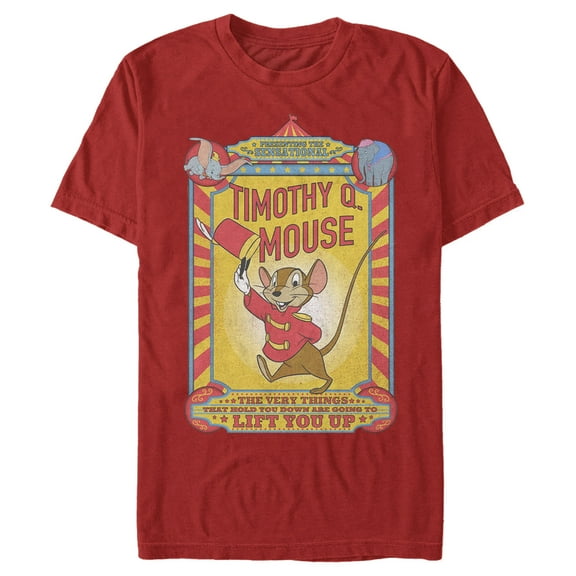 Men's Dumbo Timothy Q. Mouse Circus Poster Graphic Tee Red Medium