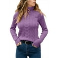 thumbnail image 4 of DuoJiaJ Womens' Turtleneck Long Sleeve Knit Sweaters Fall Plus Size Tops Purple XXL, 4 of 5