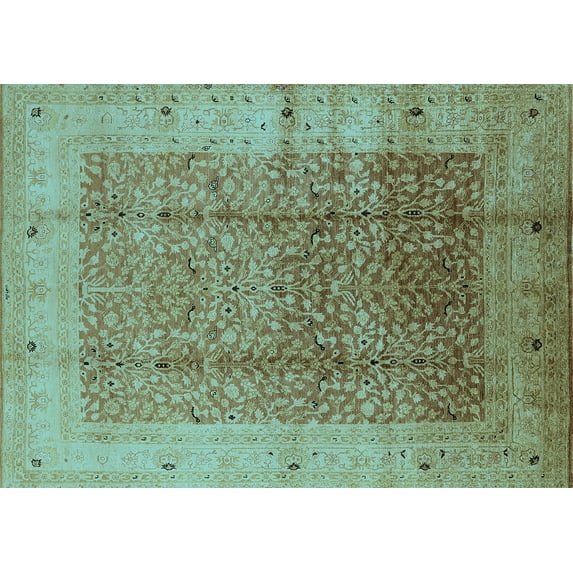 Ahgly Company Indoor Rectangle Oriental Light Blue Industrial Area Rugs, 6' x 9'