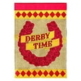 thumbnail image 2 of Derby Time Red Rose Horseshoe 19 x 7 Large Polyester Outdoor Hanging Garden Flag, 2 of 3