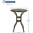 thumbnail image 4 of SOCIALCOMFY Outdoor Cast Aluminum Bar Table, 31" Patio Bar Height Table with 2" Umbrella Hole, All Weather High Top Bistro Round Dining Table for Outside Deck Porch Balcony Poolside, Dark Bronze, 4 of 7