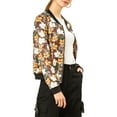thumbnail image 5 of Allegra K Women's Stand Collar Zip up Floral Prints Crop Length Bomber Jacket, 5 of 7