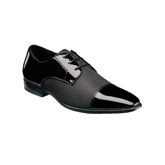 25530 Stacy Adams Shoes Pharaoh Formal Shoes Shiny Woven Black Cap Toe