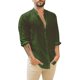 thumbnail image 1 of Camisa De Botones Para Hombre Camisa con cuello vuelto Camisa larga Tops Manga con botones Camisas casuales sólidas para hombres (GN1, L), 1 of 4