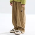 thumbnail image 2 of Ccpelsie Little/Big Girl's Barrel Leg Sweatpant Drawstring Elastic Waisted Wide Leg Pants Casual Cotton Trousers with Pockets for Kids(Coffee,14-15 Years), 2 of 5