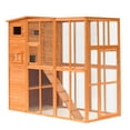 thumbnail image 2 of Pawhut Wood Cat House Enclosure Pet Play Area Feline Sanctuary Home Outdoor w/Ramps, 2 of 9