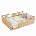 thumbnail image 4 of Bellemave Queen Size Floor Bed, Queen Montessori Bed Frame with High Fence Rails, Solid Wood Queen Beds Frame, Easy Assembly Platform Beds,Natural, 4 of 8