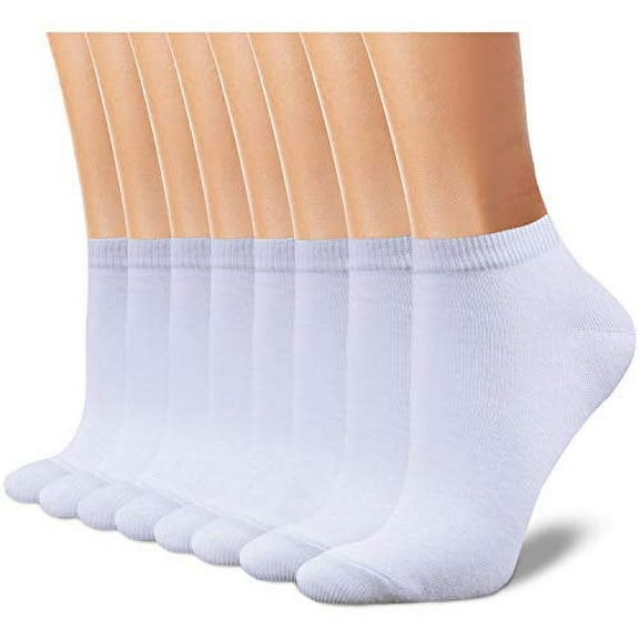 CHARMKING 8 Pairs Ankle Socks for Women & Men Non Slip No Show Socks Classic Low Cut Casual Socks (White)