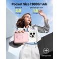 thumbnail image 3 of morfec Magnetic Portable Charger, Ultra Slim 12000mAh Magsafe Power Bank, PD 20W Fast Charging Wireless Battery Pack Compatible with iPhone 17/16/15/14/13 Series, Pink, 3 of 7