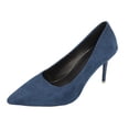thumbnail image 2 of Miluxas Pointed Toe Pumps for Women, Closed Toe Stiletto High Heels, Comfortable Work office Dress Shoes, Classic Pumps for Wedding, Party Dark Blue 7(39), 2 of 9