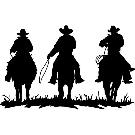 12" x 20" DIY Home Wall Art Removable Wild Wild West Decal Design Black - Cowboys Horse Riders | Stick And Peel Girls Boys Bedroom Living Room Adhesive Vinyl Sticker Decoration