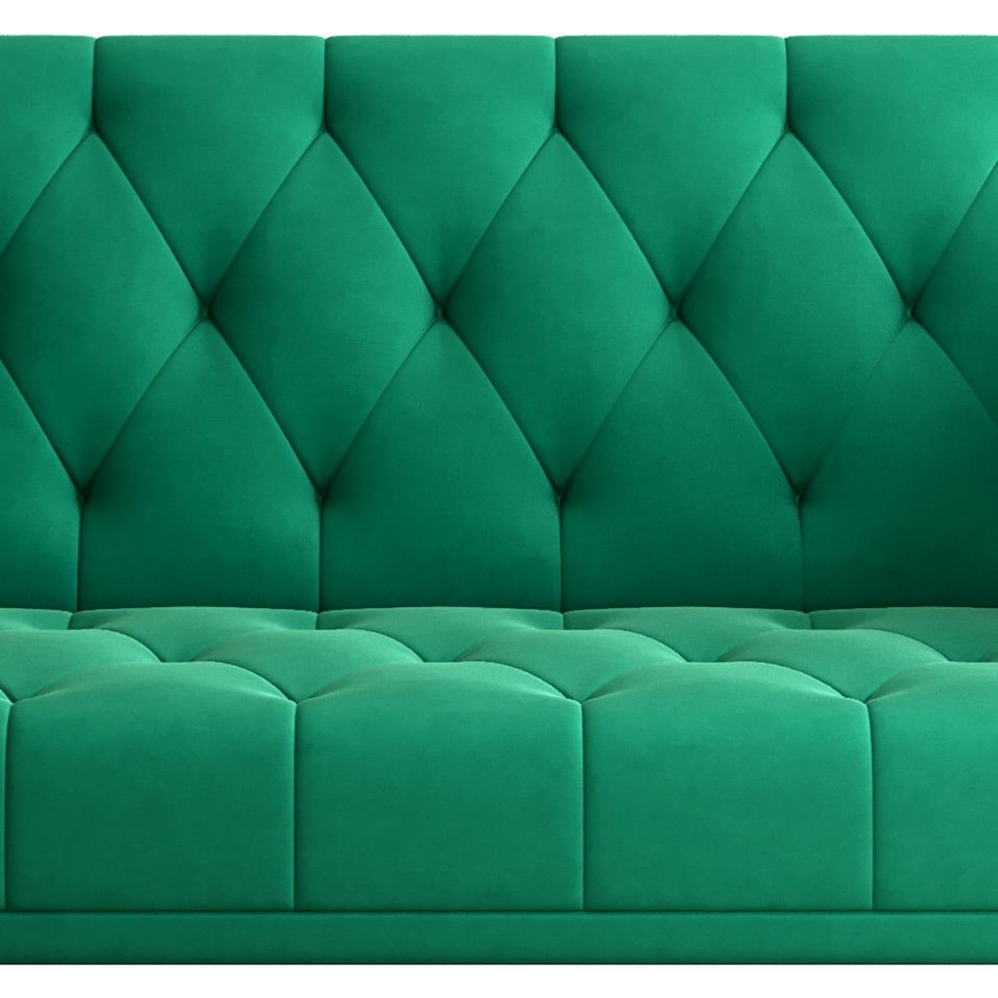 Jopath Velvet Futon Sofa Bed,Convertible Sleeper Couchwith Adjustable Backres & 2 Pillows for Small Spaces,Living Room,Green02