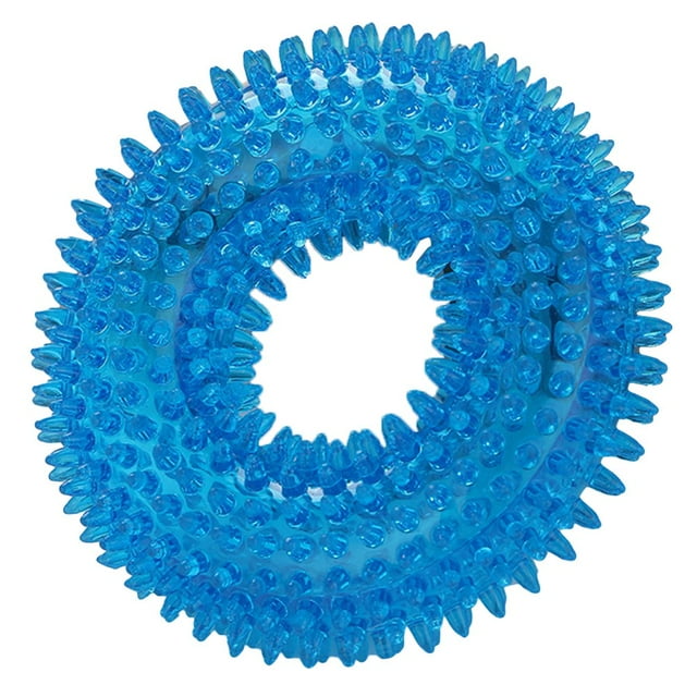 Funny Pet Dog Cat Thorn Circle Ring Squeak Chew Training Sound Interactive Toy