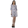 thumbnail image 2 of Moomaya Women Printed Drawstring Mini Dress V Neck Ruffle Sleeves Summer Dress, 2 of 4