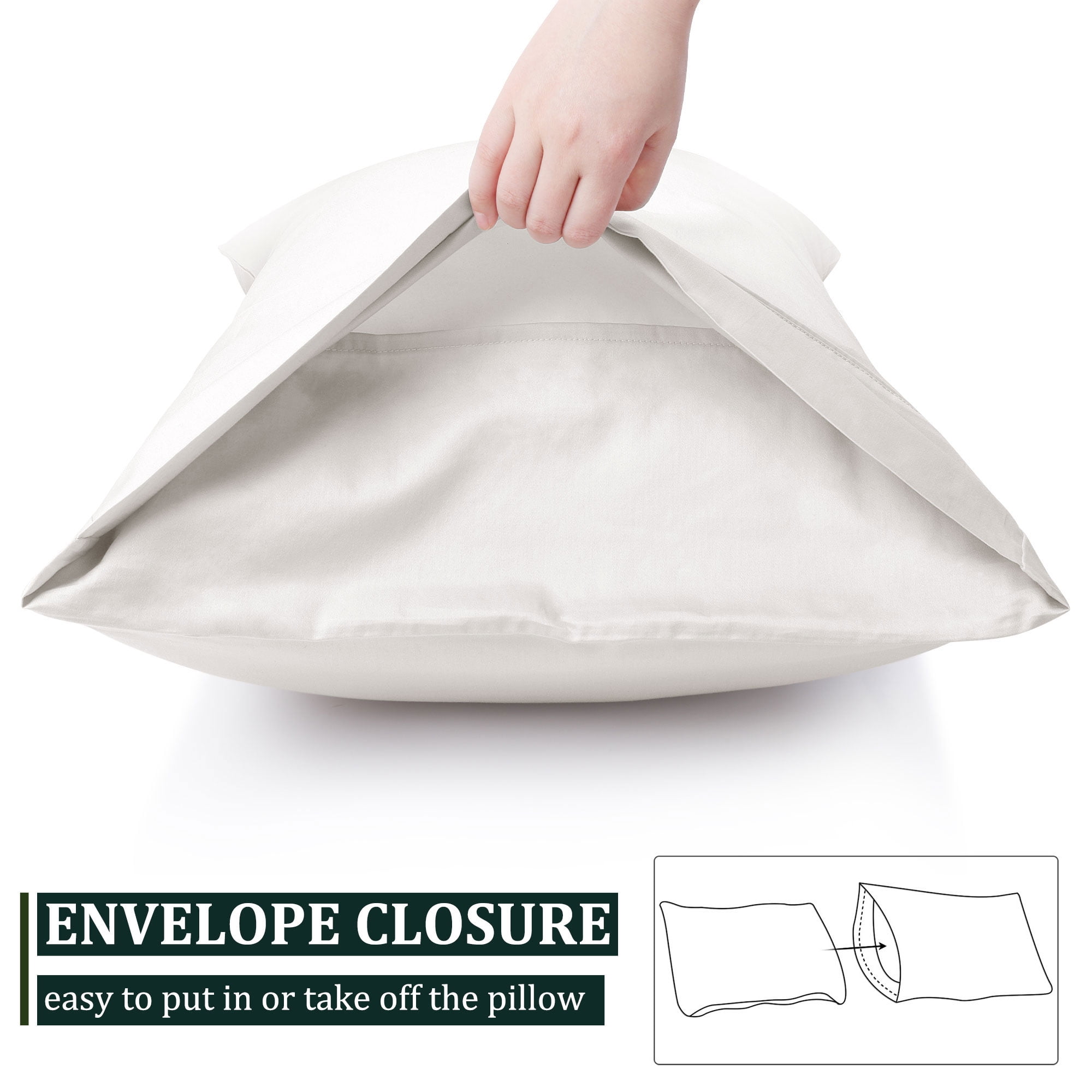 Unique Bargains Pillowcase Set of 2, Cotton with Envelope Isabelline Queen