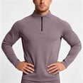 thumbnail image 2 of Men Fall Clothes,Athletic Shirts for Men Solid Color Long Sleeve 1/4 Zip Stretchy Sport T-Shirts with Thumb Hole Casual Gym Workout Top, 2 of 7