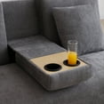 thumbnail image 6 of Multifunctional Convertible Sofa Bed with Storage Bench and Armrest Drawer - Foldable Pull-Out Table with 2 Cup Holders, Space Saving Design for Apartment, Living Room, Office (Gray), 6 of 7