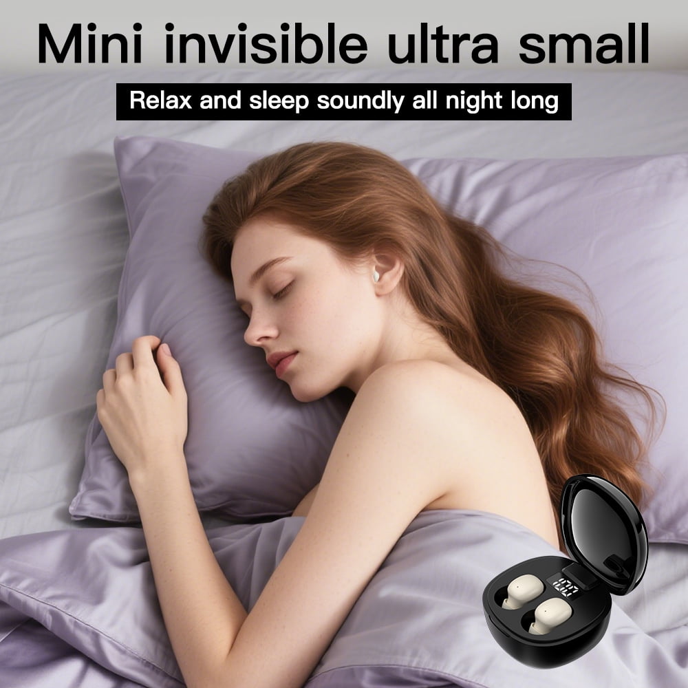 Small Mini Invisible Earbuds Wireless Bluetooth for Small Ears, Low Profile Tiny Discreet Hidden Sleeping Earbuds for Work Sleep, Invisible Headphones Buds (Beige)