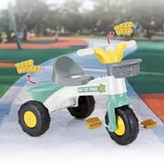 Dolu: My First Trike: White, Green, Yellow - Pedal Operated 3 Wheeled Bike, 2 Baskets, Indoor & Outdoor Tricycle, Ride-On Toy, Kids Toddlers Ages 2+