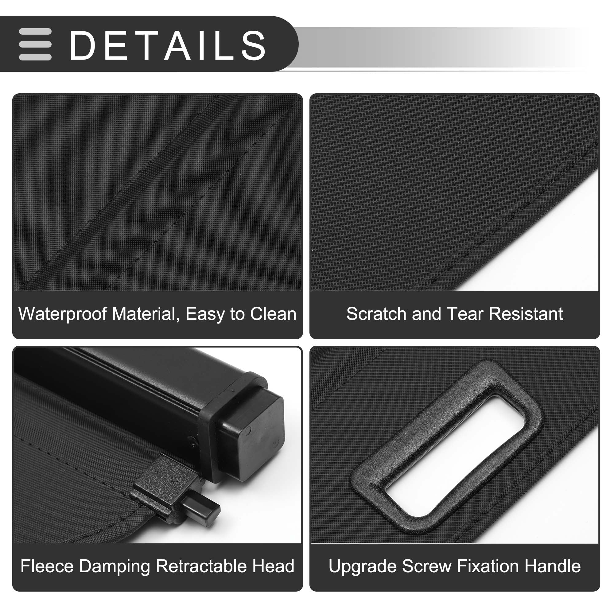 Unique Bargains Retractable Cargo Cover for Cadillac Rear Trunk Shelf Security Shade Black