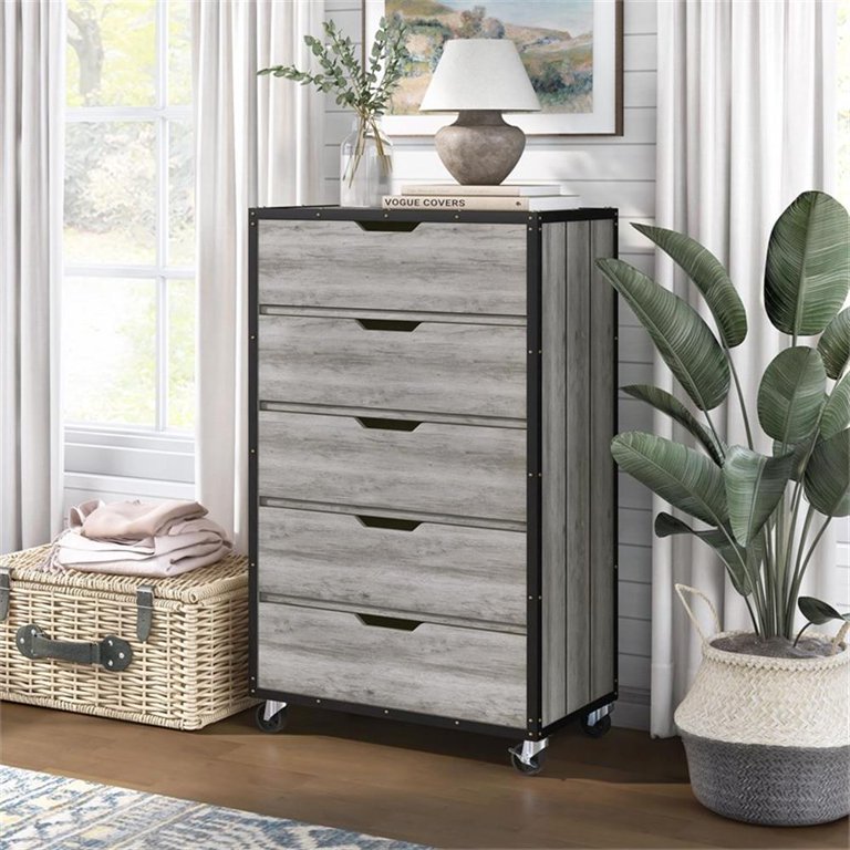 vintage gray dresser New Classic Furniture Cagney 6 Drawer in B594G-050 PROMO style tall dresser stands on wheels How to redo furniture: Grey