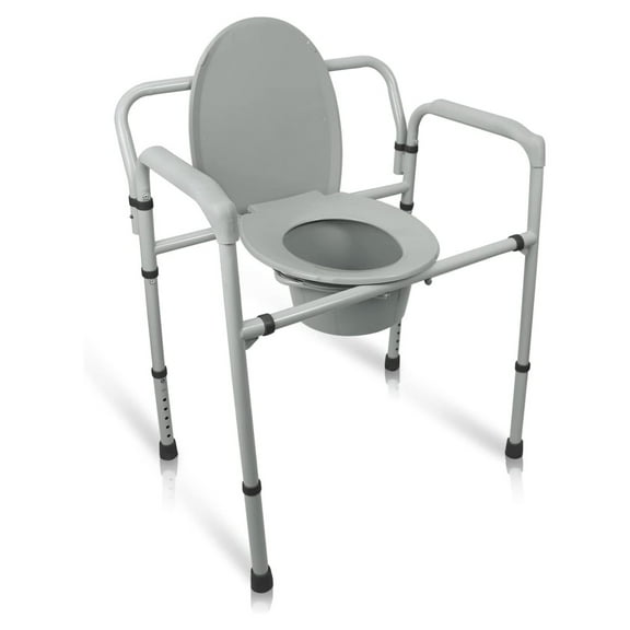Bariatric Bedside Commode 500 lb Capacity- Folding 3n1 Toilet Chair, Portable Extra Wide Seat with Bucket Guard, Heavy Duty Adult Bathroom, Pail Fits Standard Disposable Liner Bag, Nonslip