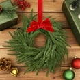 thumbnail image 3 of laqbezok 4Pcs Small Christmas Norfolk Wreaths, 7.8" Mini Wreaths for Kitchen Cabinets with Bow Ribbon, Real Touch Norfolk Pine Decorative Hanging Greenery, for Xmas Window Door Farmhouse Decor, 3 of 7
