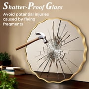 Fahomiss 24 Round Mirror, Gold Wall Mirror with Wavy Frame for Bathroom Vanity