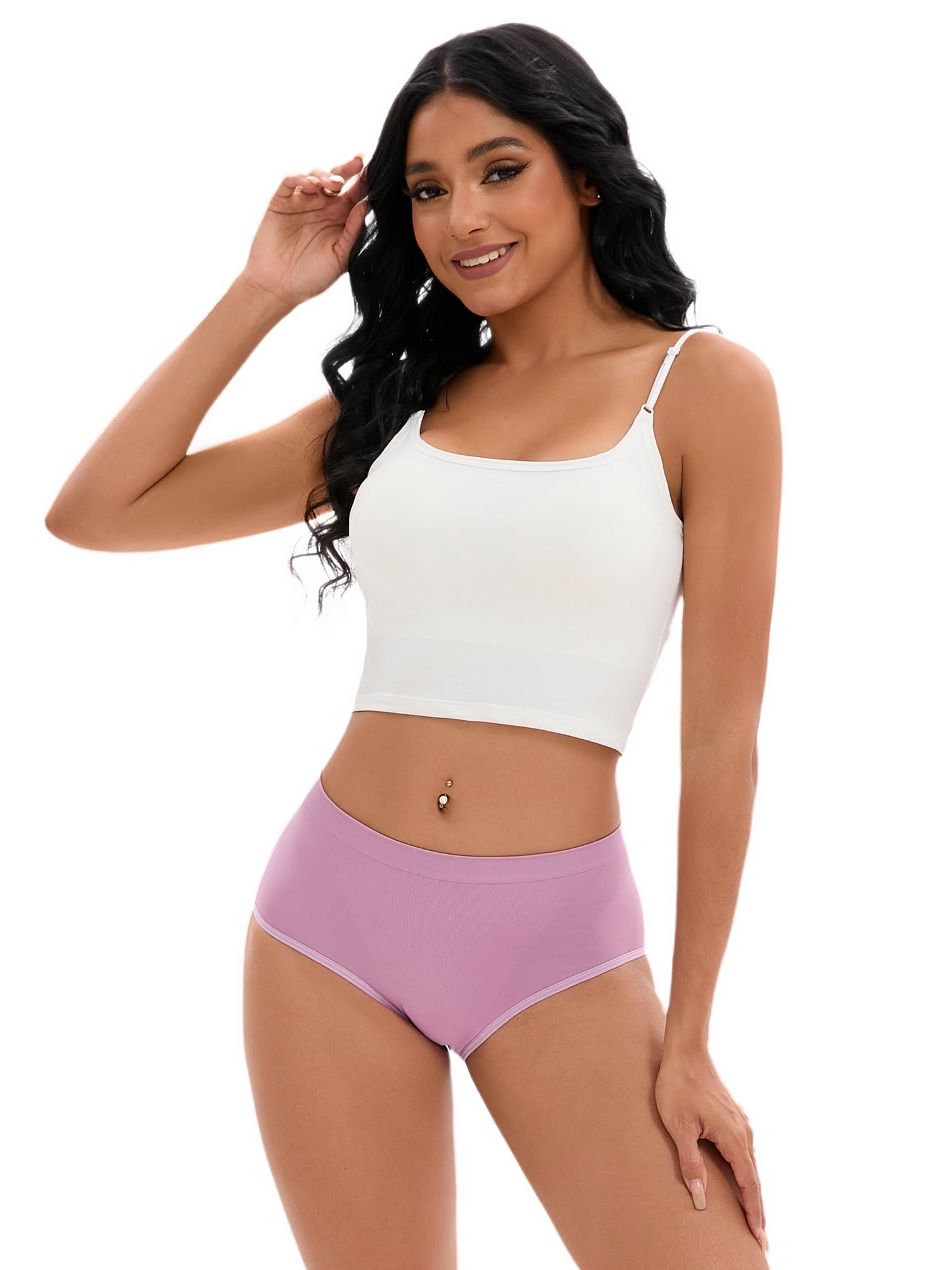 Unique Bargains Women's High-Waisted Briefs Butt Lifter Full-Coverage Panties M Purple