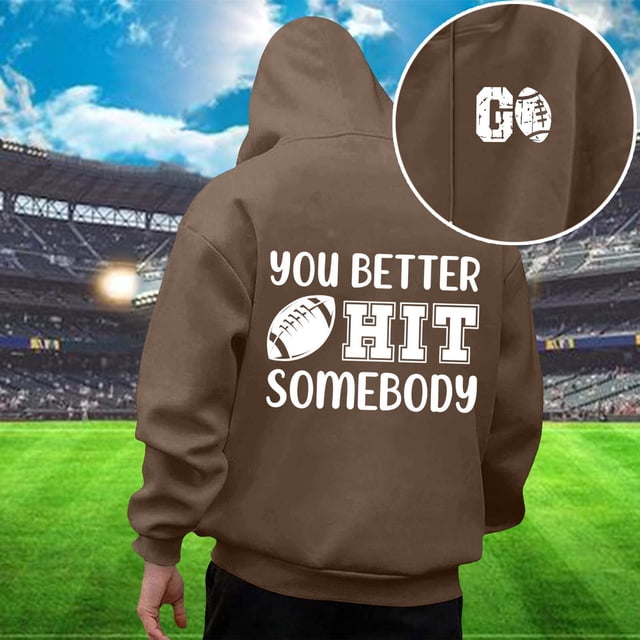 MHFRRA Sudadera con Capucha Informal para Hombre, Estilo Jersey de Fútbol para El Día Del Partido, Holgada, Cómoda y Suave, de Manga Larga, para Otoño E Invierno, para Uso Diario Al Aire Libre Café
