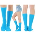 thumbnail image 4 of ToBeInStyle Pack of 3 Unisex Colorful One Size Fits Most Dress Crew Socks - Light Blue, 4 of 7