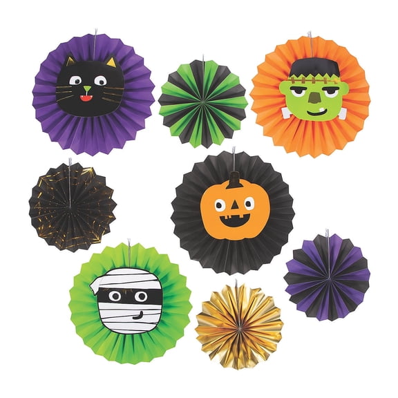 Ghoul Gang Hanging Fans - Party Decor - 8 Pieces