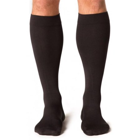 Sigvaris Midtown Microfiber 823CMLM99-S 30-40 mmHg Midtown Microfiber Mens Closed Toe Knee Highs with Silcone Beaded Grip-Top, Black, Medium-Long